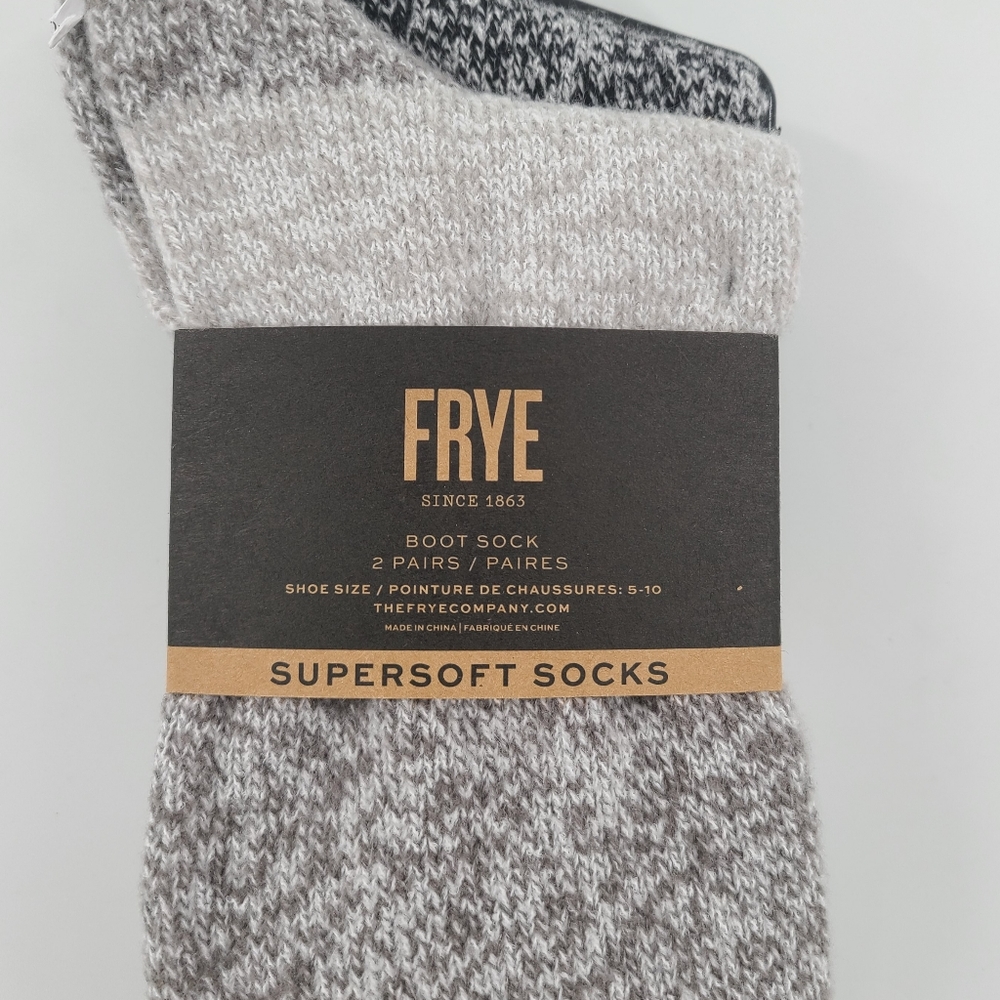 FRYE SUPERSOFT MARLED BOOT SOCKS GREY BLACK WOMEN - Picture 3 of 7
